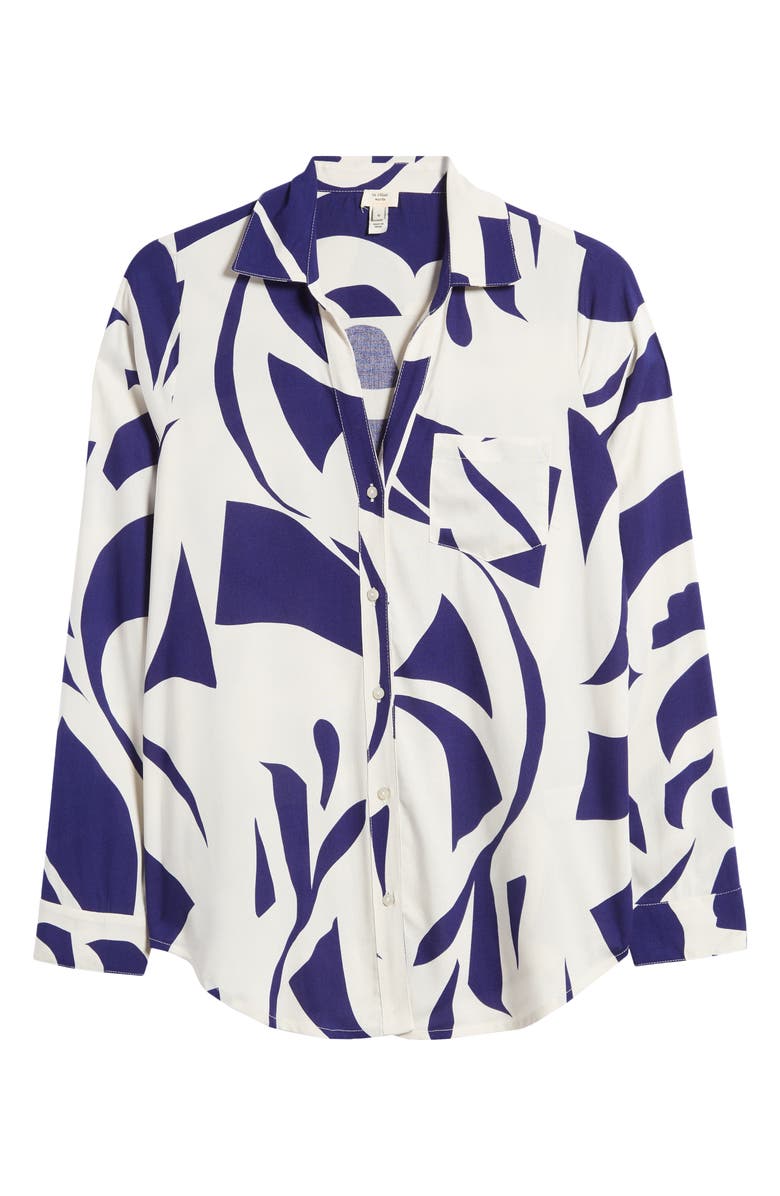 River Island Abstract Print Button-Up Top, Alternate, color,