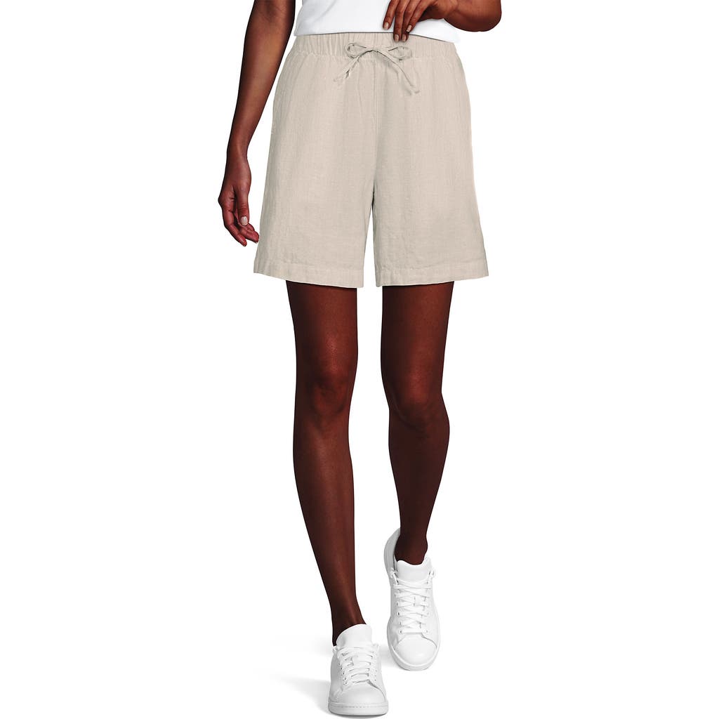 LANDS' END LANDS' END LINEN HIGH RISE PULL ON 7" SHORTS