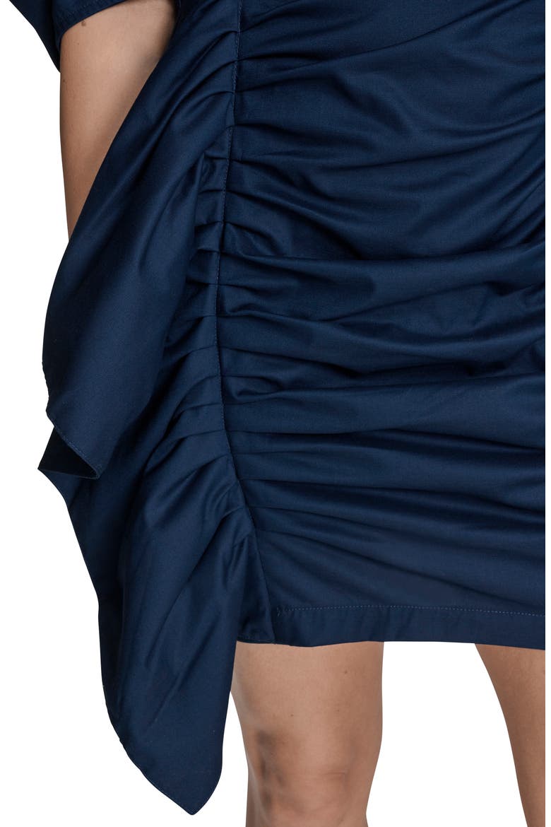 Puff Sleeve Side Ruched Dress, Alternate, color, CITY INDIGO