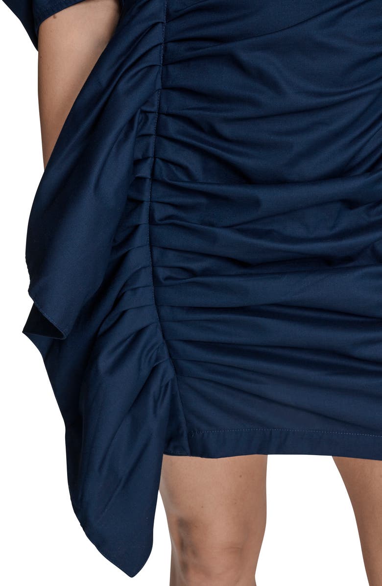 BCBG Puff Sleeve Side Ruched Dress, Alternate, color, City Indigo