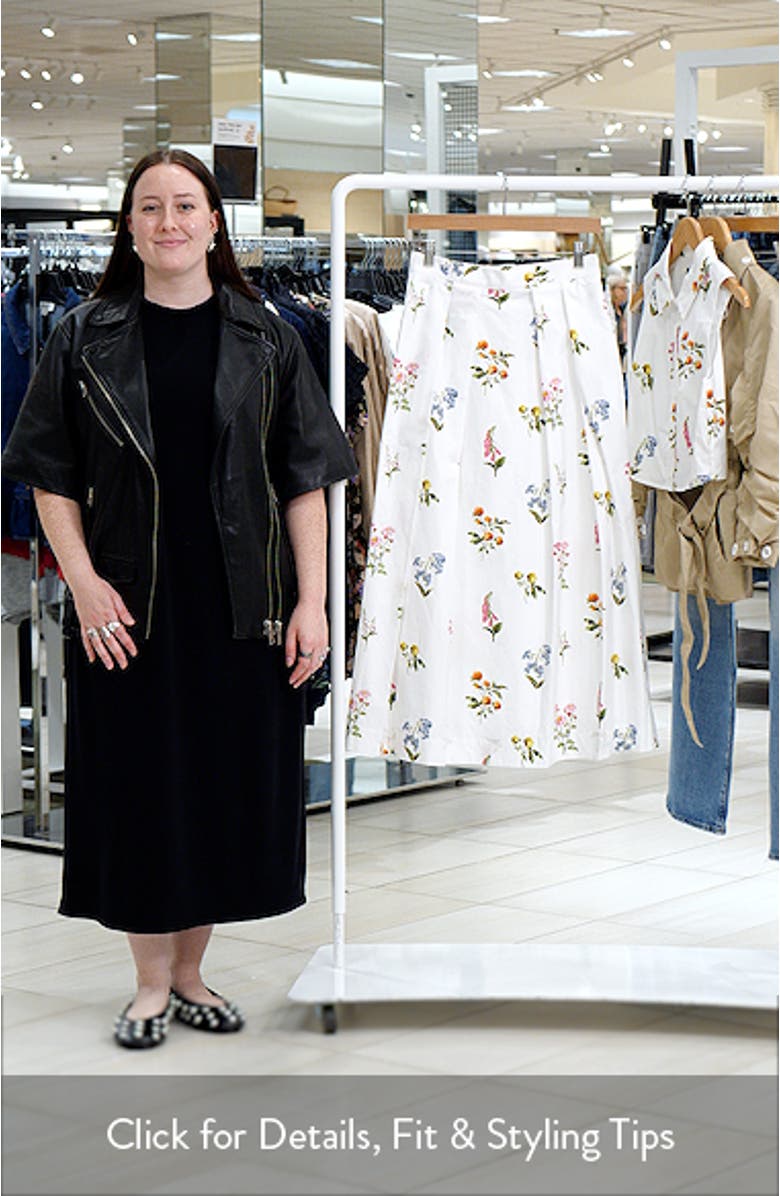 Rihana Pleated Floral Cotton Midi Skirt, sales video thumbnail