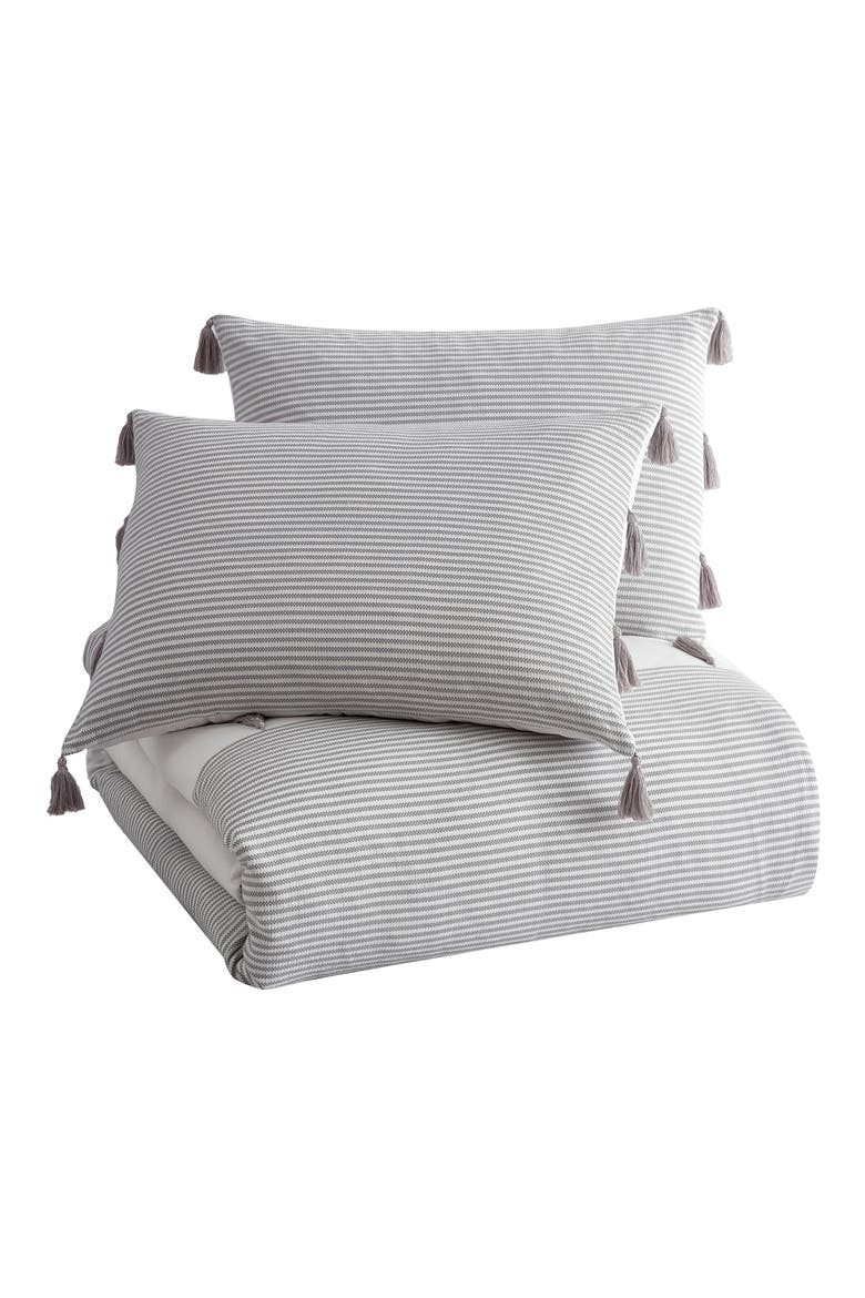 Panama Stripe Comforter & Sham Set, Main, color, GREY