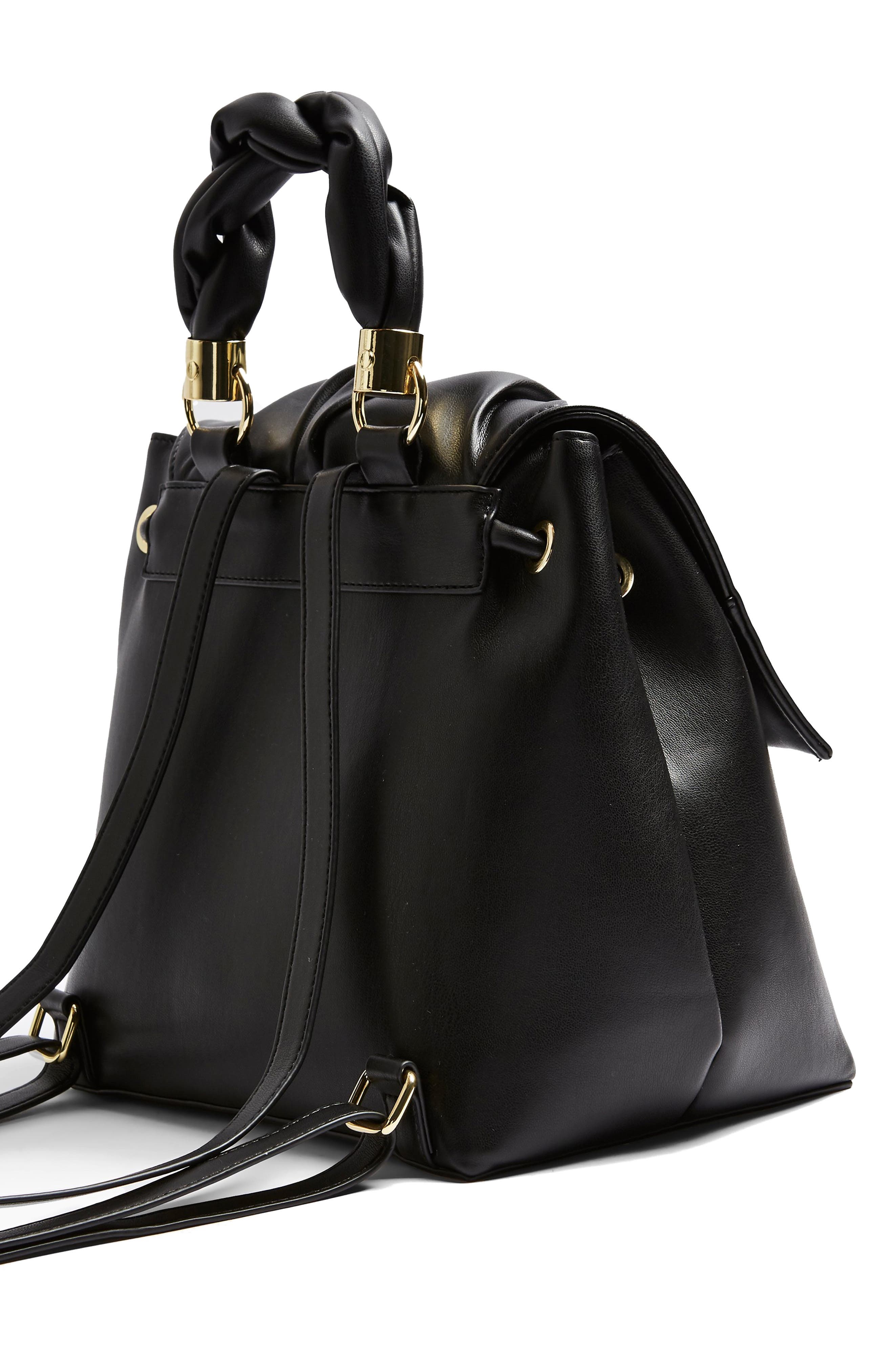 Topshop Ruched Flap Backpack, Alternate, color, 
