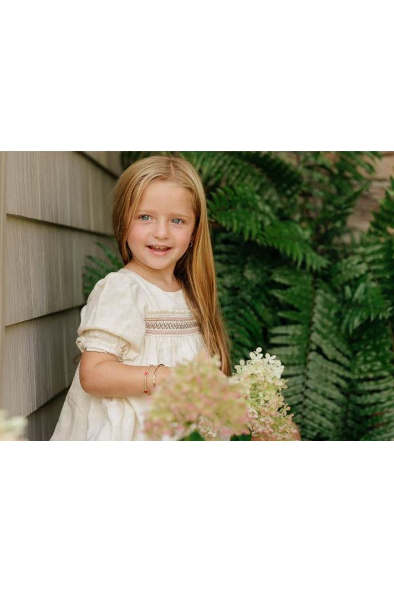 Looms Stitch Collection - 3/4 Smocked Linen Dress, Alternate, color, Natural