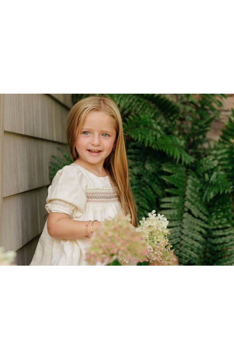 Ely's & Co. Looms Stitch Collection - 3/4 Smocked Linen Dress, Alternate, color, Natural