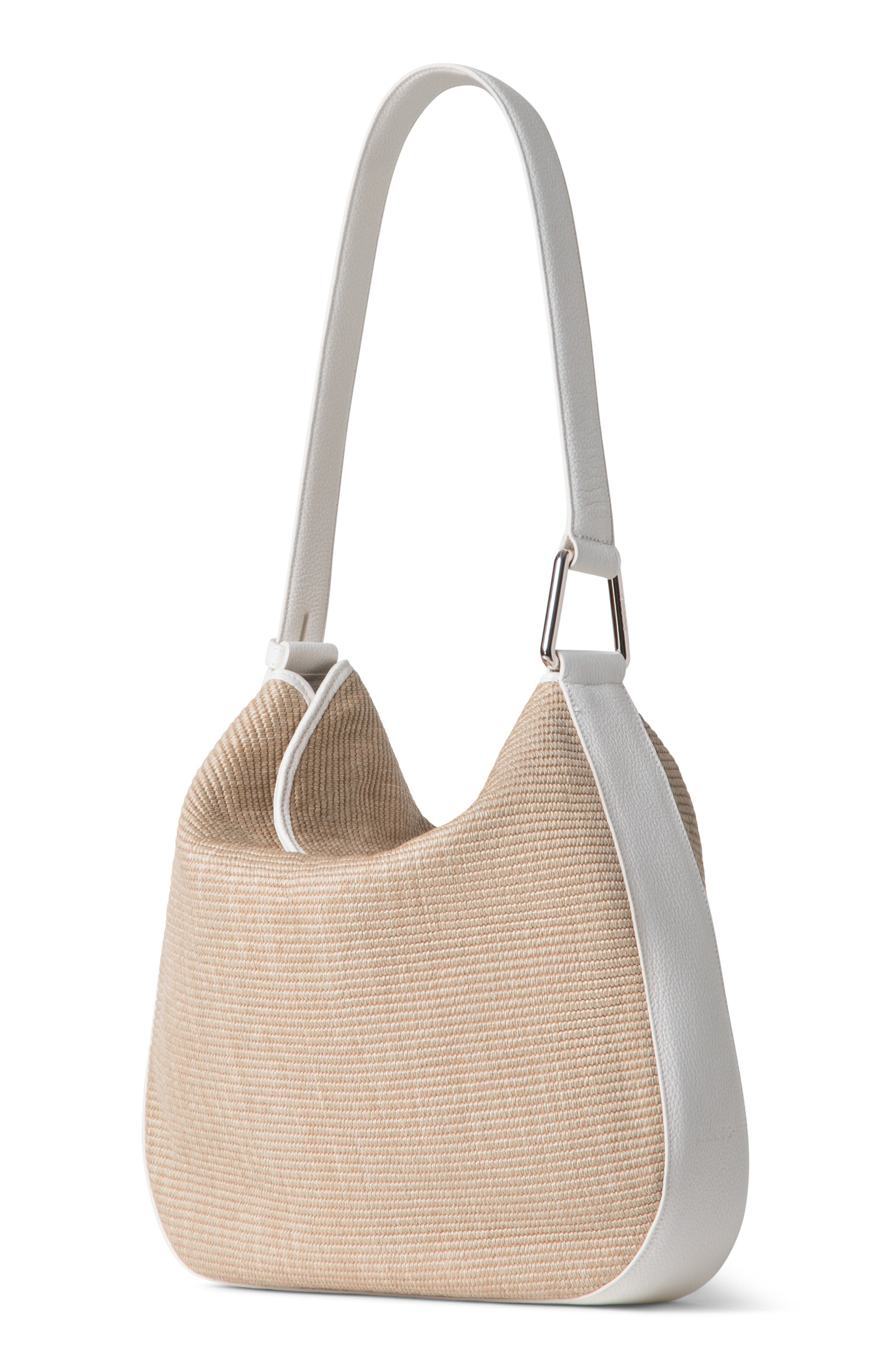 Akris Medium Anna Raffia Hobo Bag, Alternate, color, Nature/ White