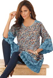 Roaman's Lace Illusion Blouse