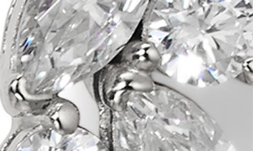 Nadri Sav Cubic Zirconia Cluster & Cultured Freshwater Pearl Linear Drop Earrings In Rhodium Plated In Rhodium