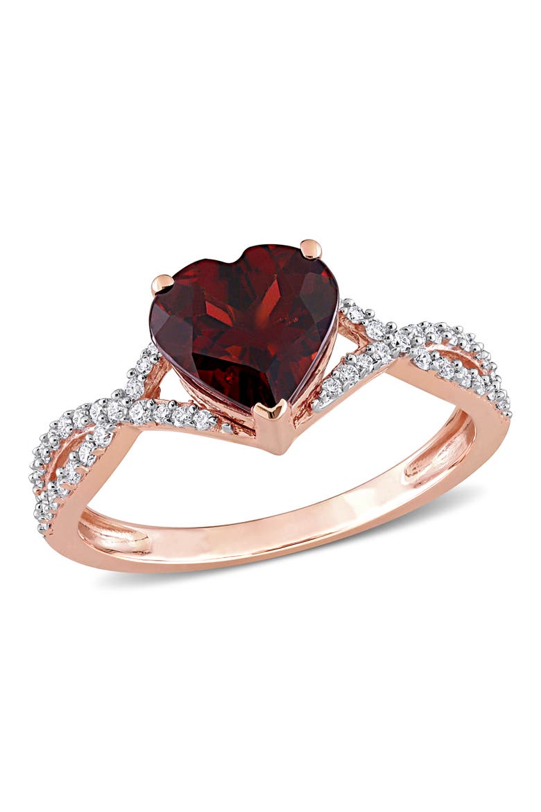 Garnet & Diamond Heart Infinity Ring 14k, Main, color, Garnet