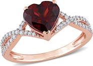 Julianna B. Garnet & Diamond Heart Infinity Ring 14k