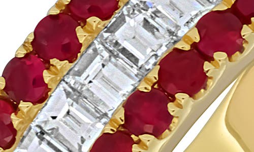 Bony Levy Three-row Ruby & Diamond Ring In 18k Yellow Gold