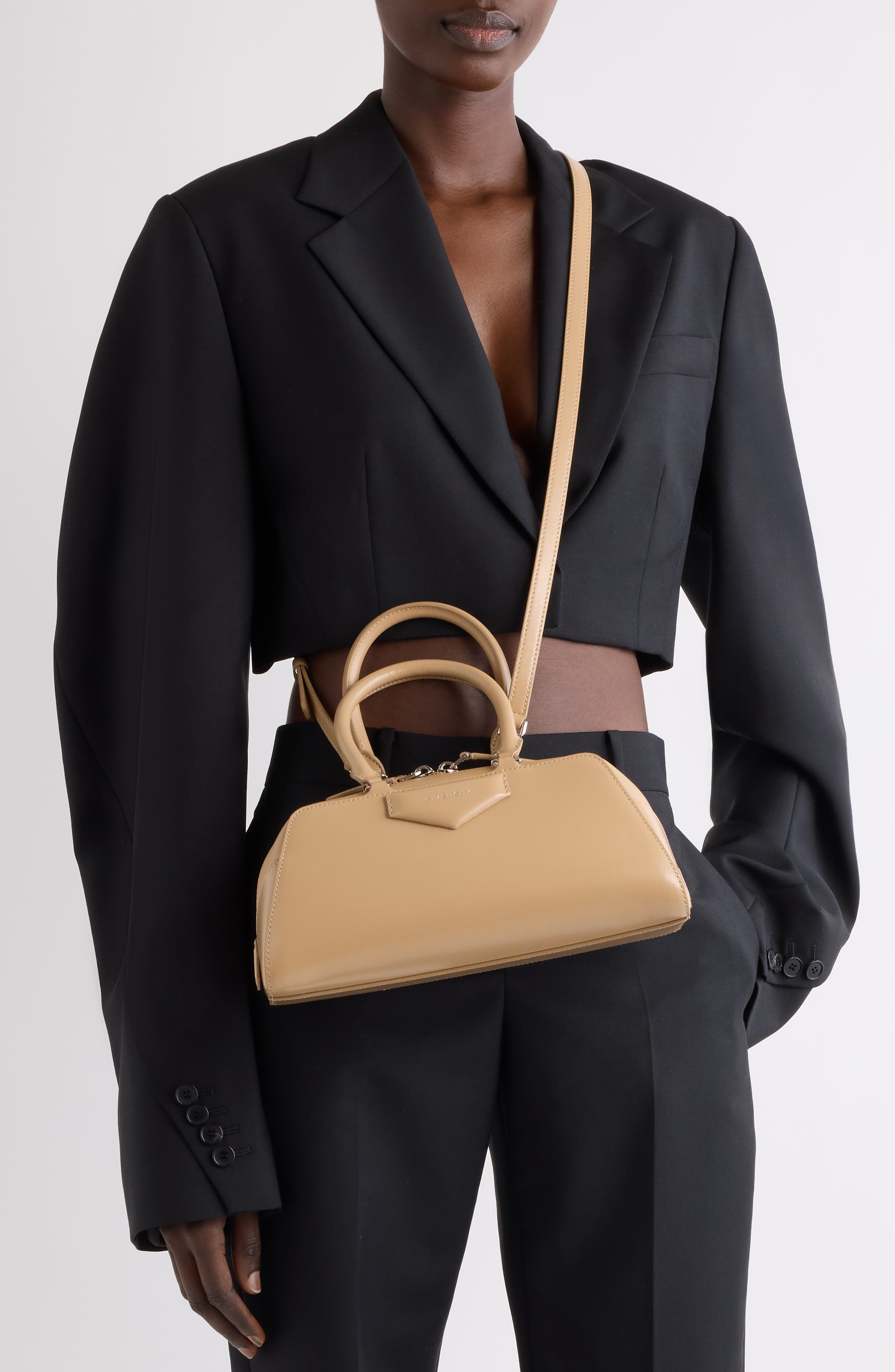 Givenchy Medium Antigona Soft Leather East/West Top Handle Bag, Alternate, color, 001-Black