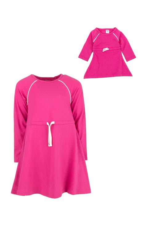 Girls Bow Tie Dress with Matching Doll Dress