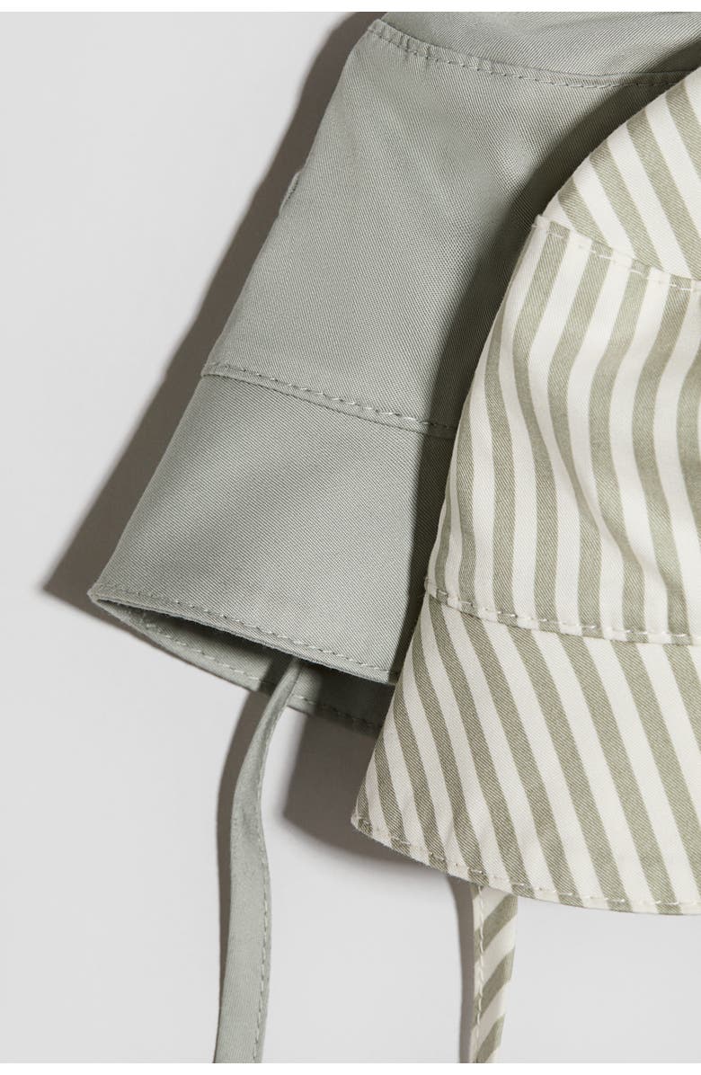 H&M 2-pack Cotton Sun Hats, Alternate, color, Light Dusty Green/Striped