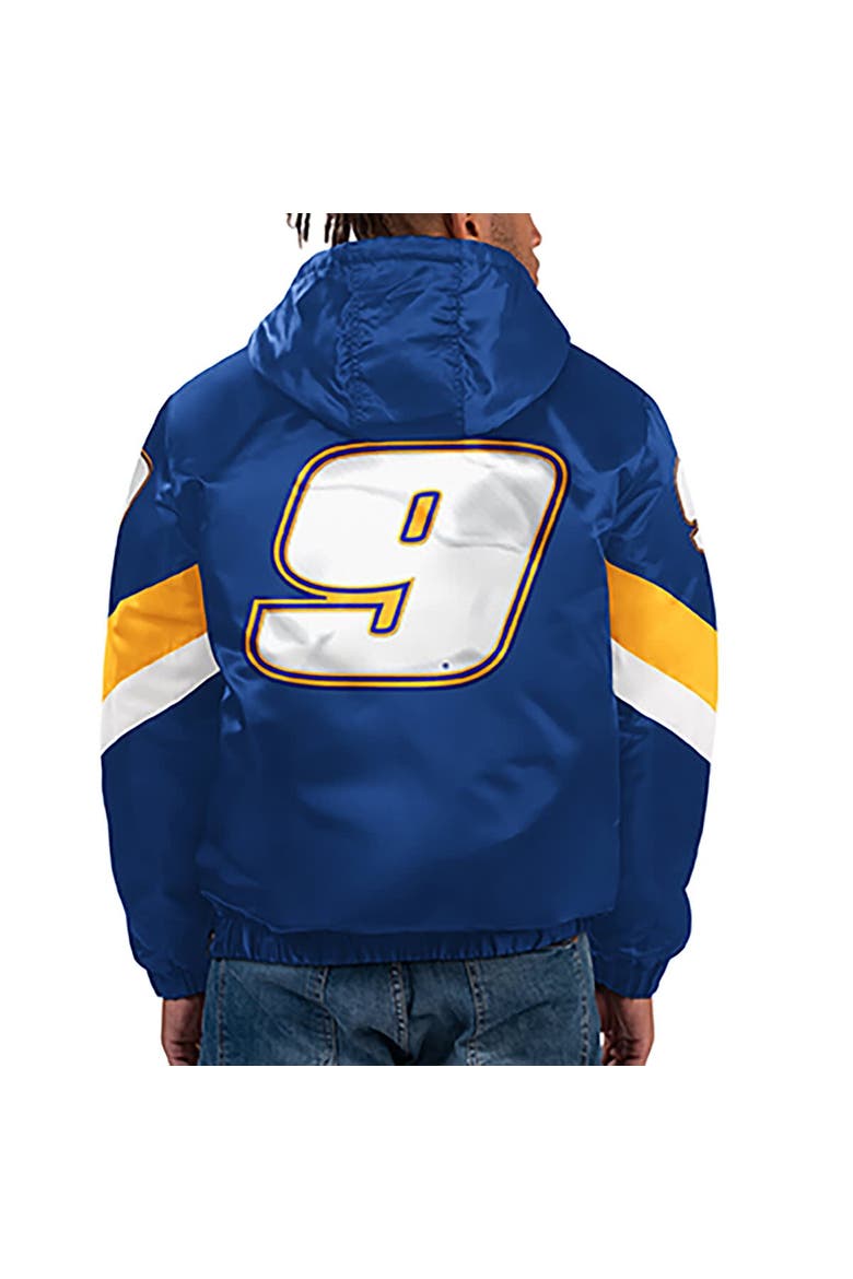 Men's Starter Royal Chase Elliott Home Team Satin Half-Zip Hoodie Jacket, Alternate, color, Royal