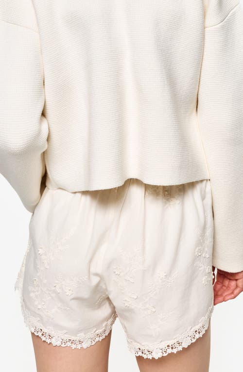 Cami Nyc Eila Lace Trim Cotton Drawstring Shorts In Macadamia