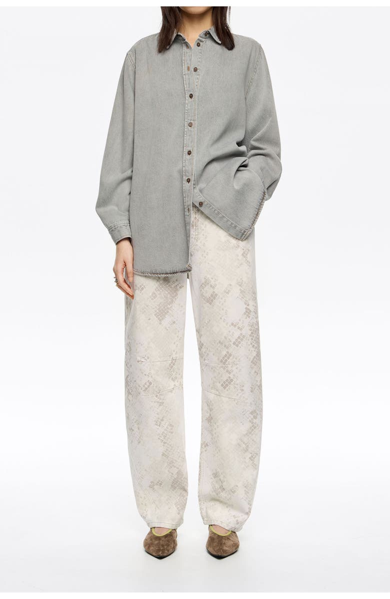 Bimba y Lola Barrel - Snake Denim Jeans, Main, color, Snake Taupe