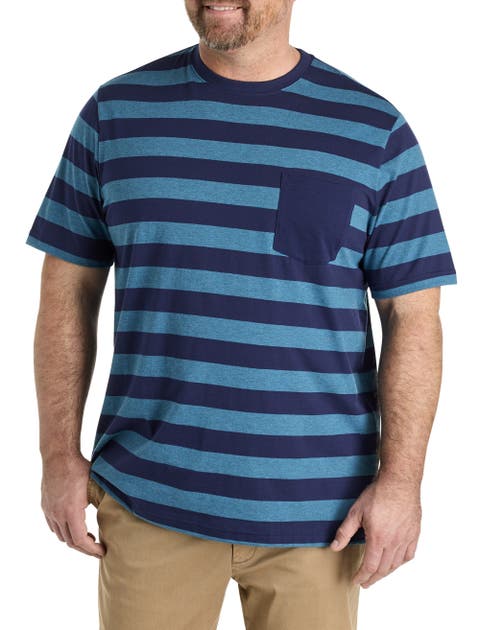Big & Tall Moisture-Wicking Striped Pocket T-Shirt