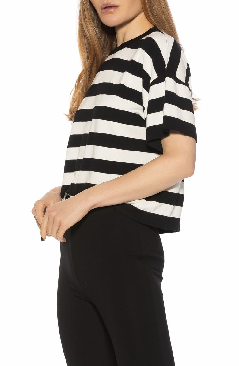 Alexia Admor Remy Stripe Short Sleeve Top, Alternate, color, Black/ White