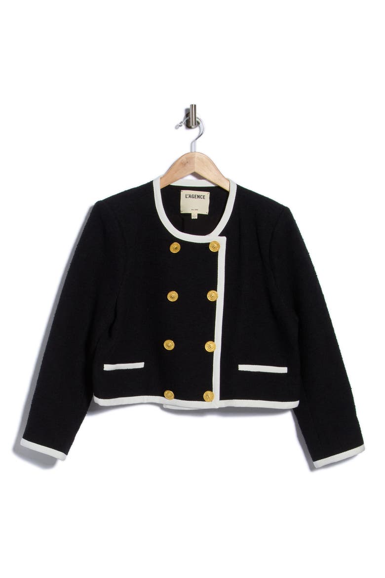 Mazikeen Double Breasted Jacket, Main, color, BLACK/ WHITE
