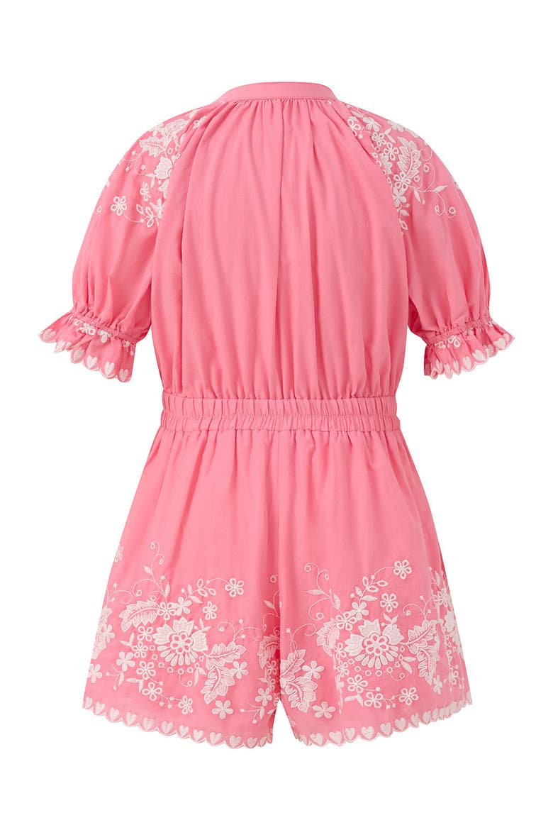 Selena Cotton Embroidered Romper, Alternate, color, Candy