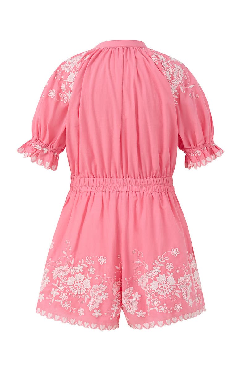 Marlo Kids Selena Cotton Embroidered Romper, Alternate, color, Candy