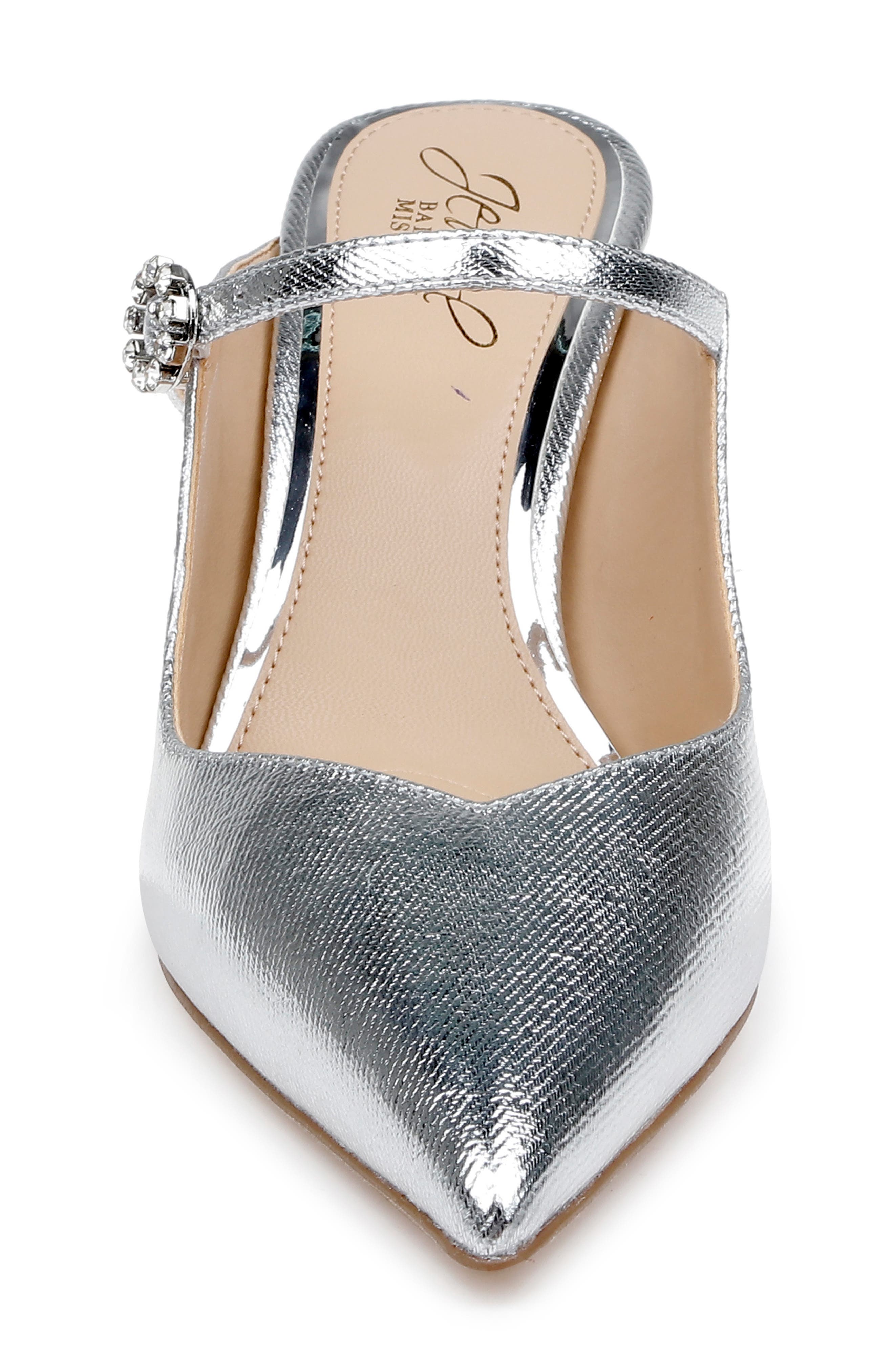 Jewel Badgley Mischka Kaylin Mary Jane Pointed Toe Mule, Alternate, color, Silver Met