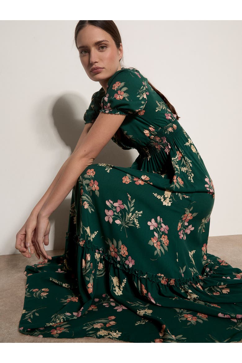 Watercolour Floral Tiered Maxi Dress, Alternate, color, Green