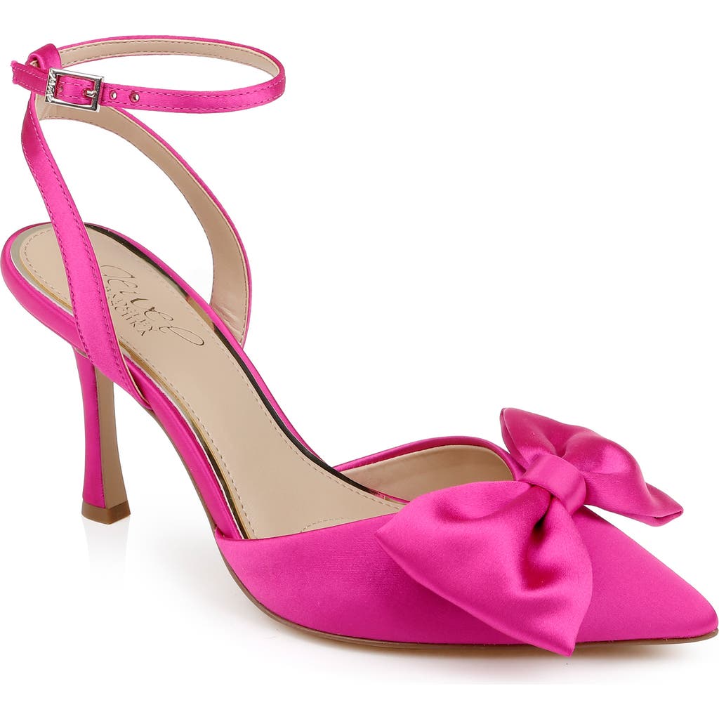 Jewel Badgley Mischka Yanna Pointed Toe Pump In Pink Satin