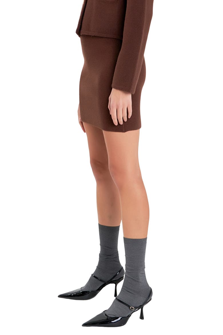 Knit Pencil Miniskirt, Alternate, color, CHOCOLATE