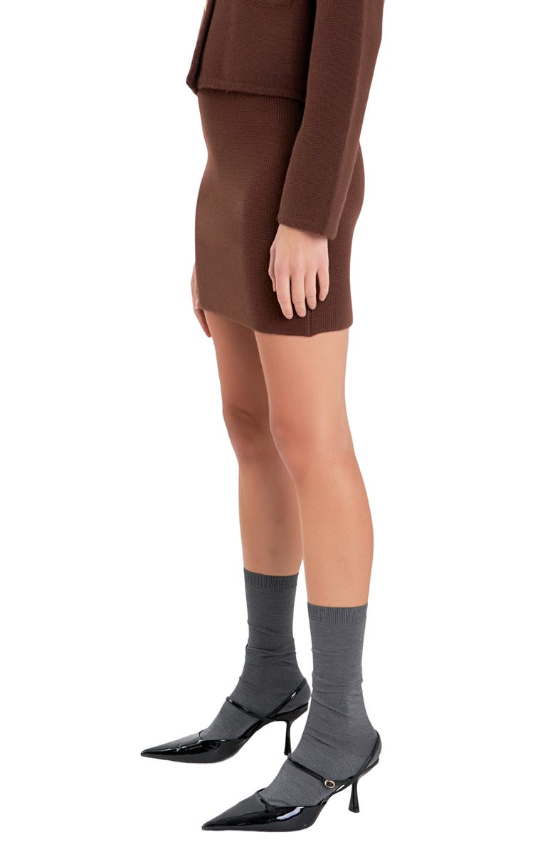 English Factory Knit Pencil Miniskirt, Alternate, color, Chocolate