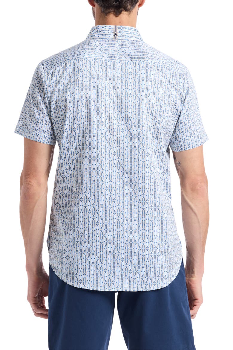 Napier Short Sleeve Stretch Cotton Button-Up Shirt, Alternate, color, BLUE MULTI