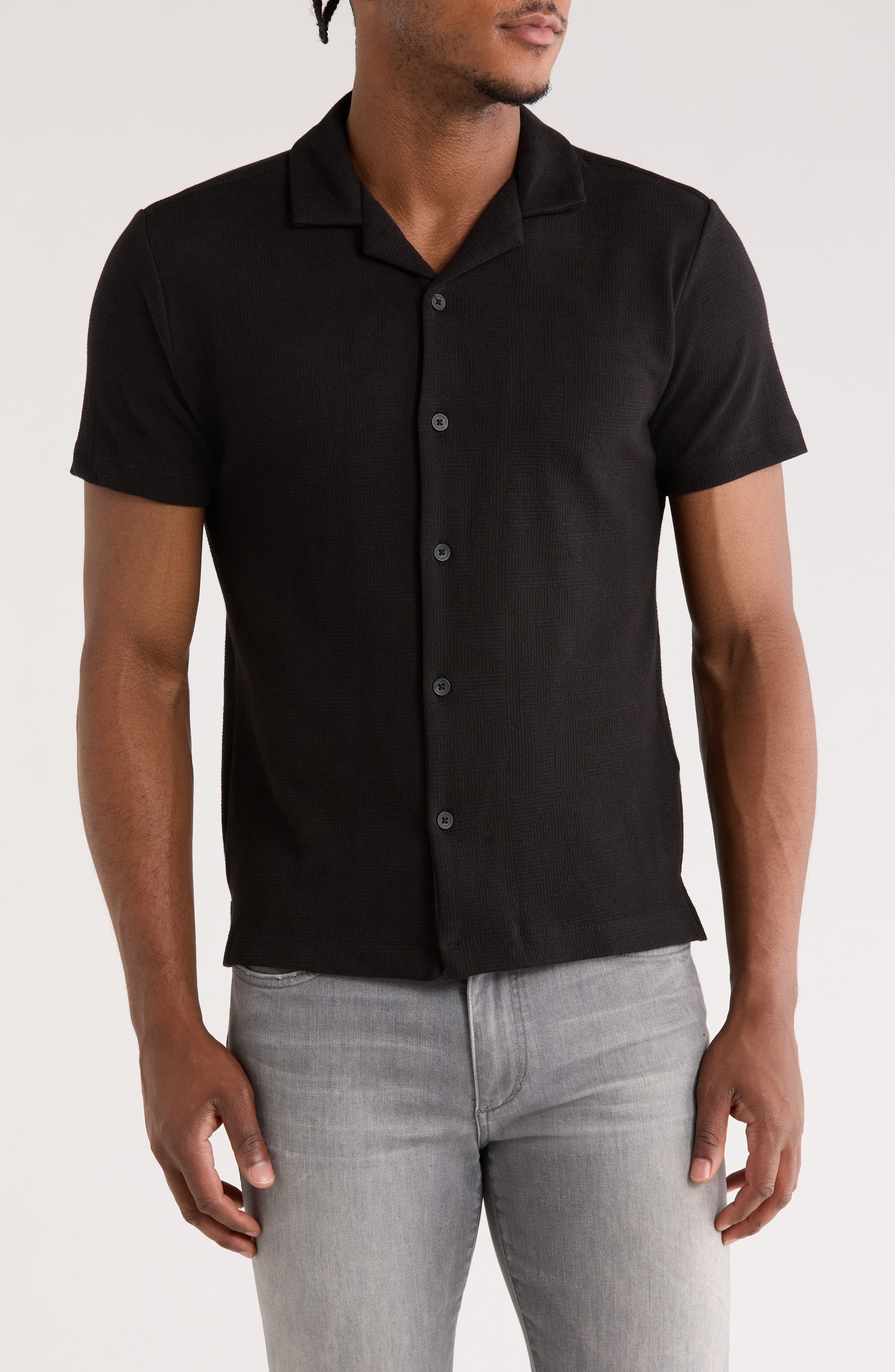 DENIM AND FLOWER Cotton Blend Camp Shirt