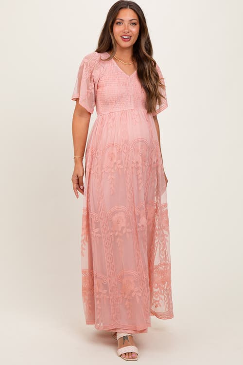 Pinkblush Smocked Top Lace Maxi Dress