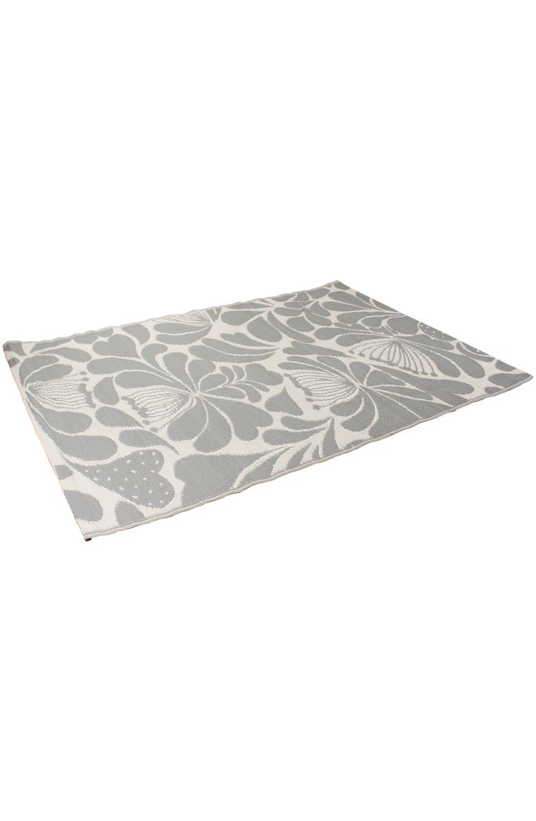 Northlight 4' x 6' Gray and Off White Floral Rectangular Outdoor Area Rug, Alternate, color, Gray