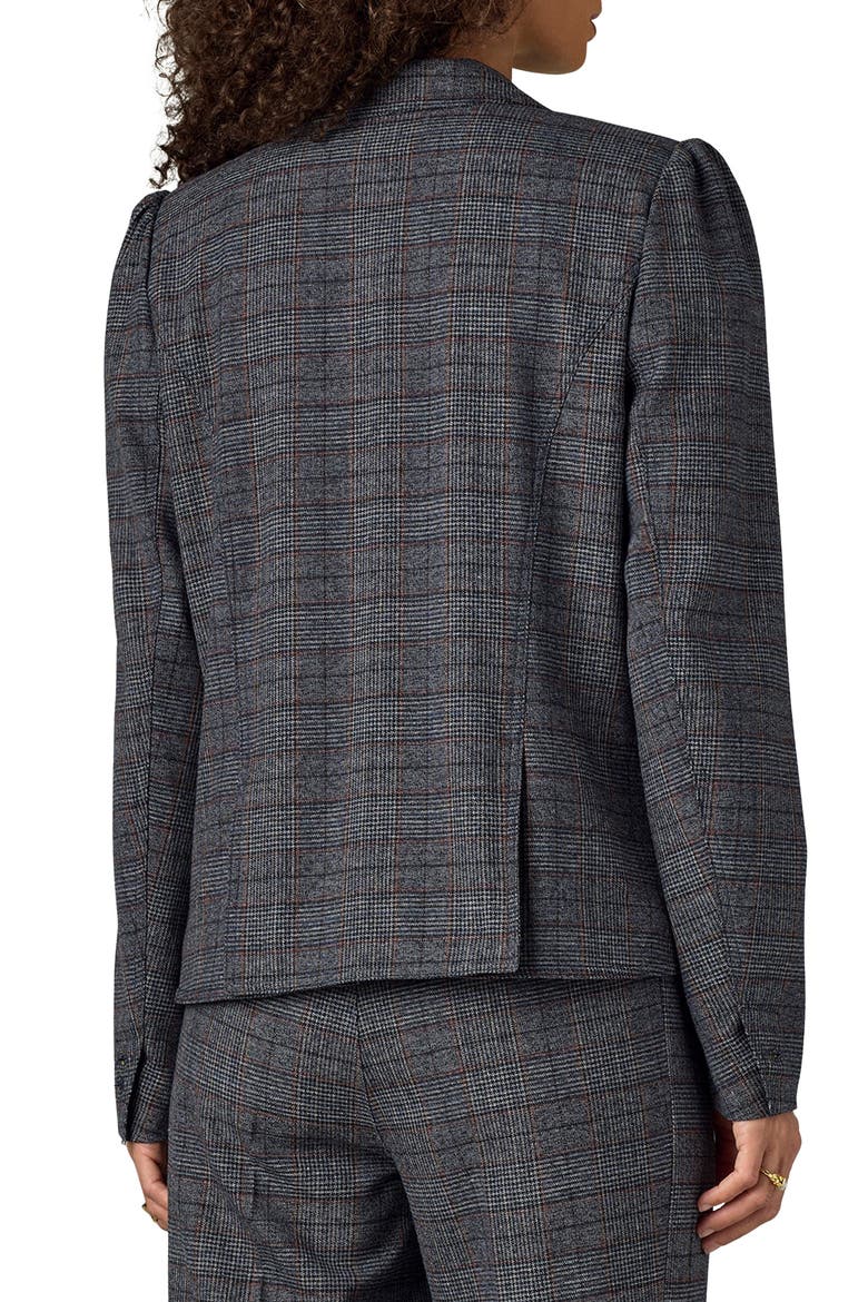 Puff Shoulder Blazer, Alternate, color, CHARCOAL UMBER MULTI