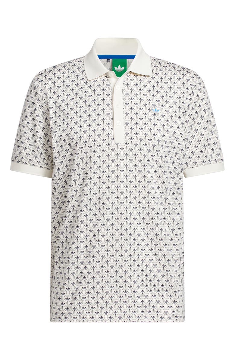 adidas Trefoil & Tee Print Cotton Blend Piqué Golf Polo, Main, color, Chalk White/ Night Indigo