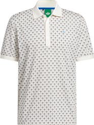 adidas Trefoil & Tee Print Cotton Blend Piqué Golf Polo