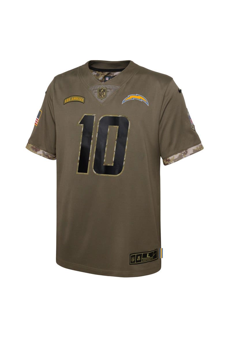 Youth Nike Justin Herbert Olive Los Angeles Chargers 2022 Salute To Service Player Limited Jersey, Alternate, color, Olive
