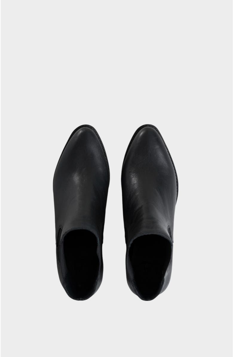 Velez Dark Leather Ankle Boots With Metallic Toe Cap, Alternate, color, Black