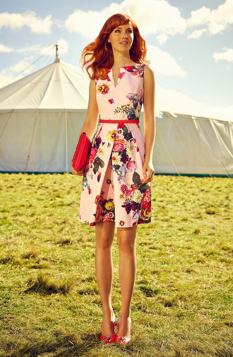 Ted Baker London 'Nude Oil Painting' Floral Print Dress, Alternate, color, 