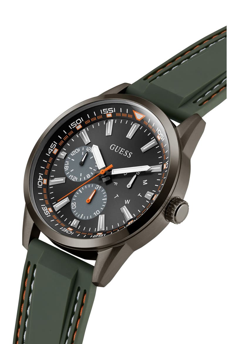 Peak Multifunction Silicone Strap Watch, 44mm, Alternate, color, GREEN