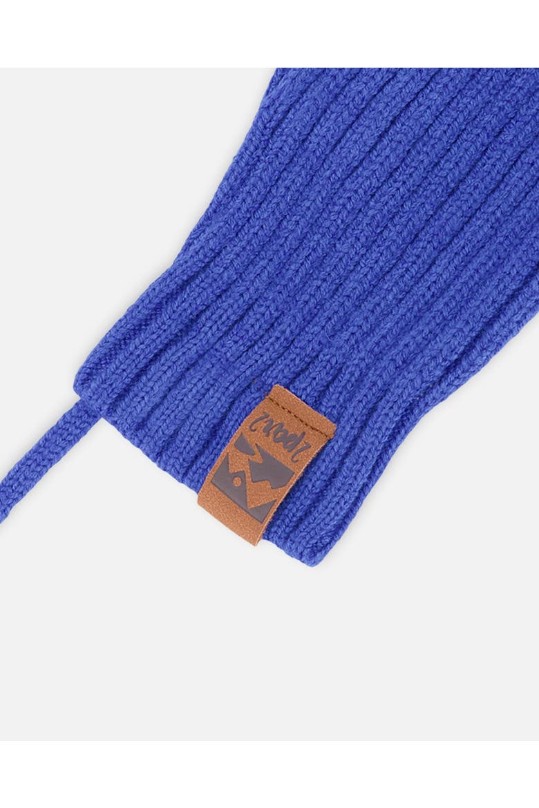 Boy Rib Knit Mittens with Cord, Alternate, color, Royal Blue