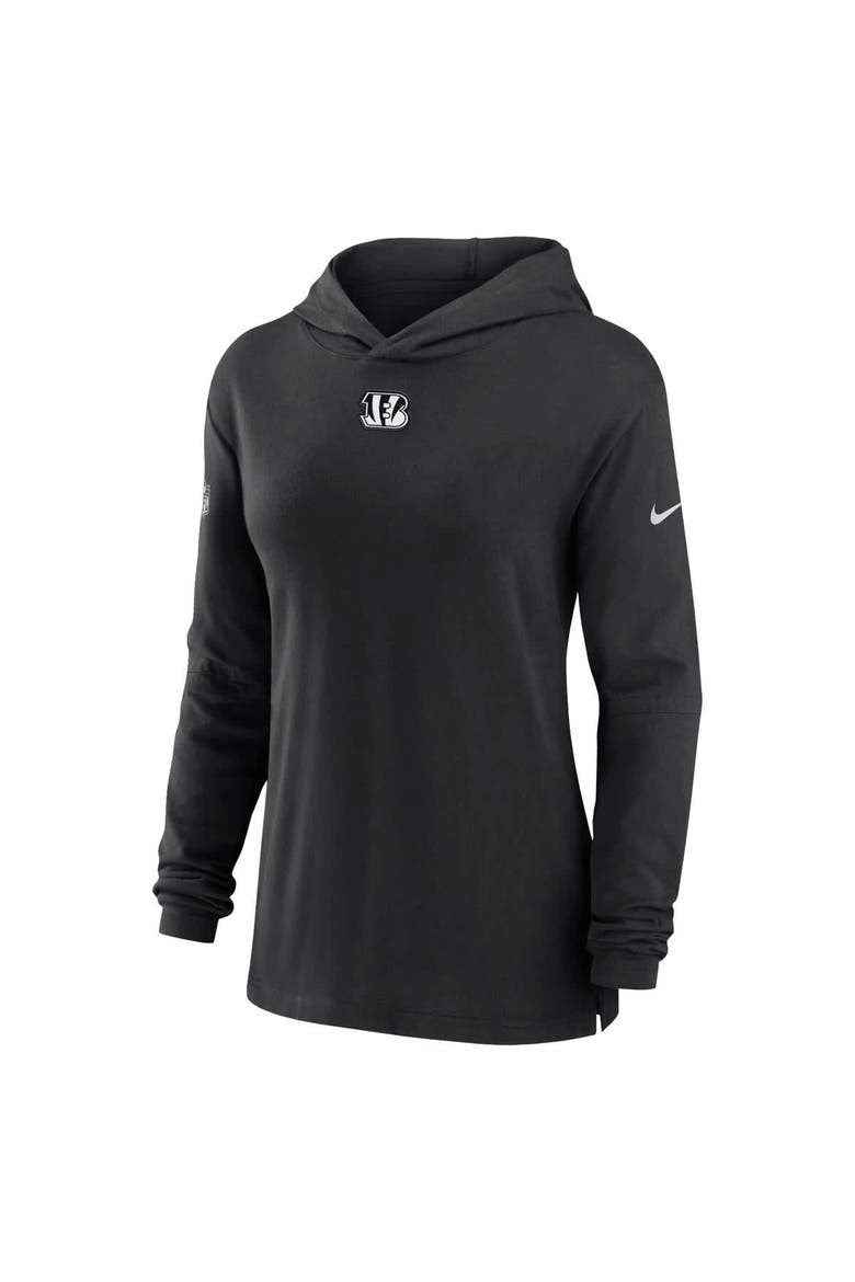 Women's Nike Black Cincinnati Bengals Sideline Performance Long Sleeve Hoodie T-Shirt, Alternate, color, Black