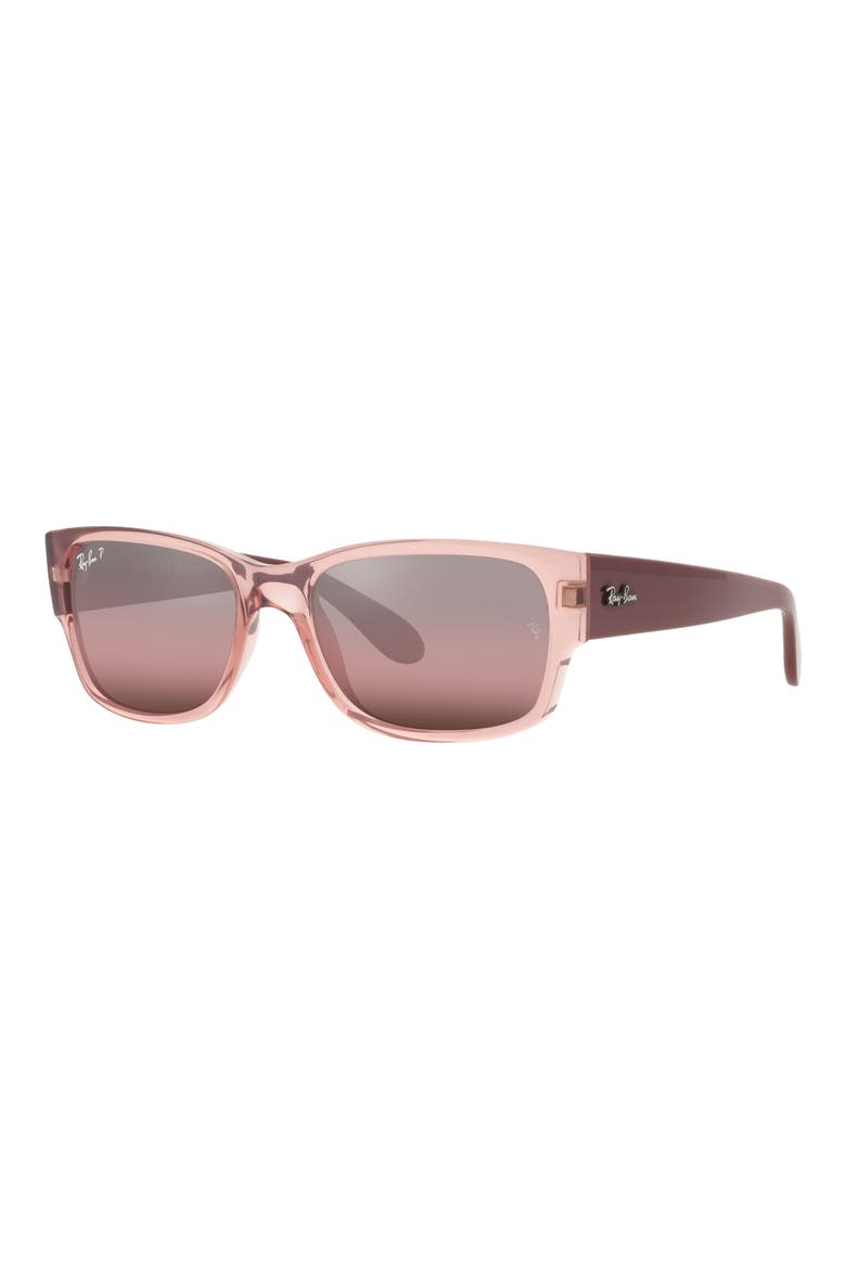 58mm Polarized Rectangular Sunglasses, Alternate, color, TRANS PINK