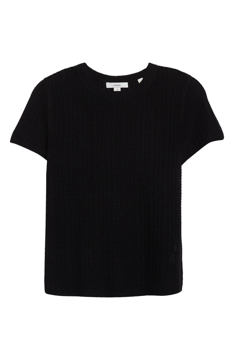 Vince Waffle Stitch Short Sleeve Cashmere & Silk Sweater, Alternate, color, 