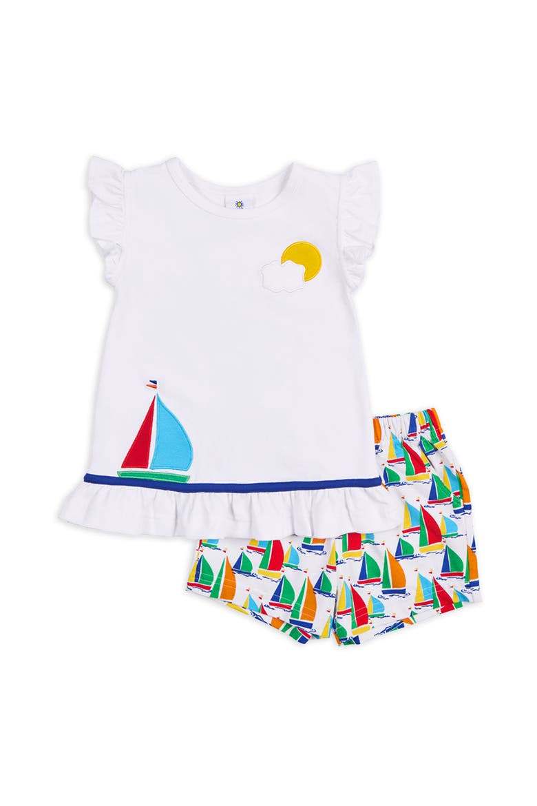 Sailboat Top with Shorts, Main, color, White / Multicolor
