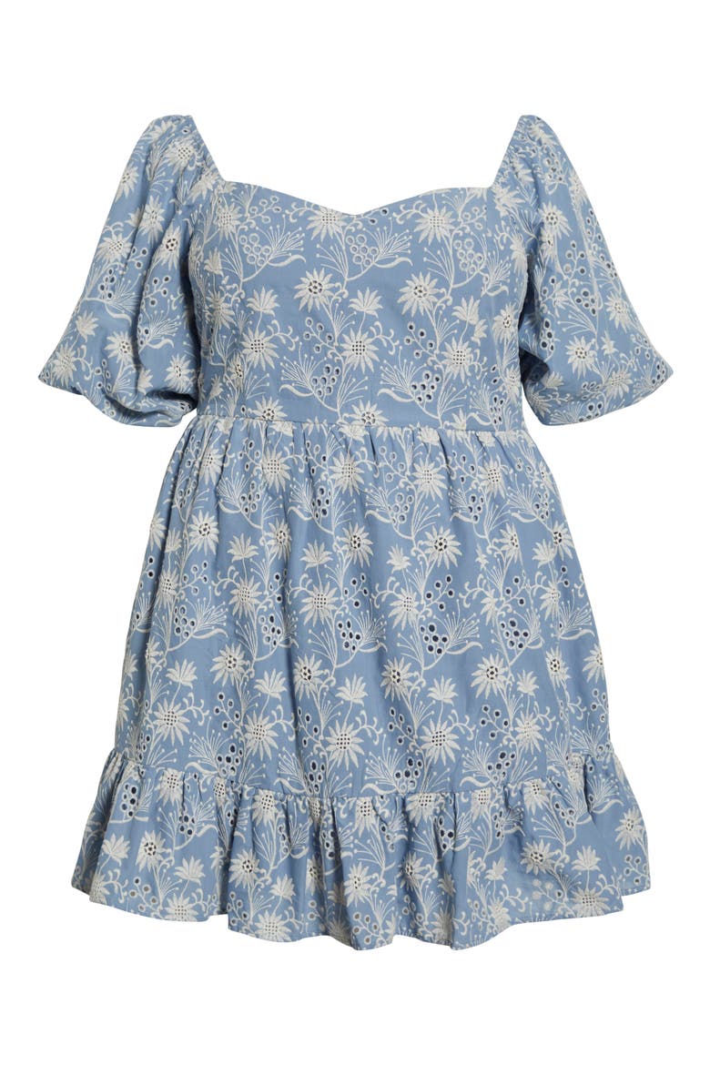Evy Moonflower Cotton Eyelet Minidress, Alternate, color, LIGHT BLUE