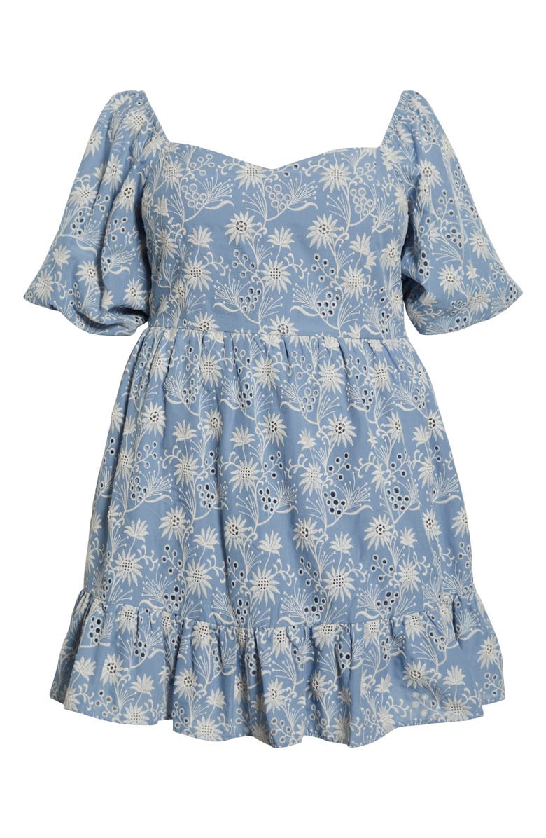 SUGARLIPS Evy Moonflower Cotton Eyelet Minidress, Alternate, color, Light Blue