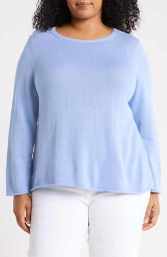 Bateau Neck Cotton Blend Sweater